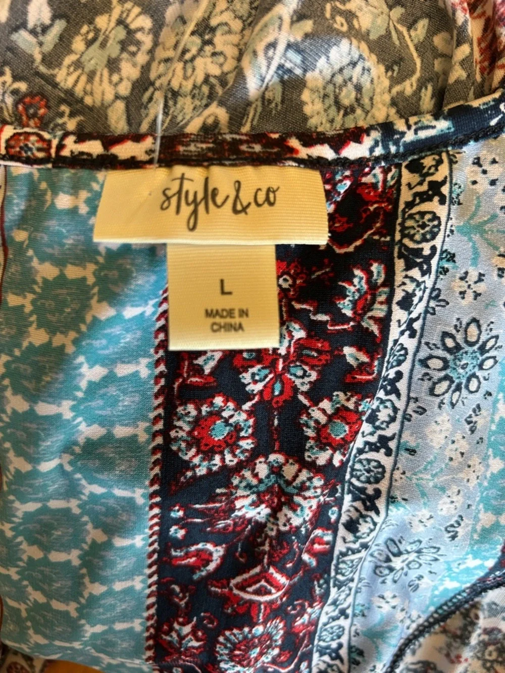 Style & Co. Blue, Navy & Red Patterned Maxi Dress - Picture 2 of 15